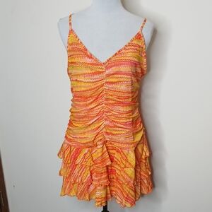 Wild Fable Orange Pribt Ruffle Mini Dress Size XXL